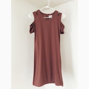 Mauve/purple off the shoulder dress